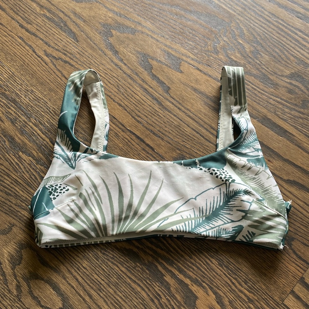 Aerie Green Floral Bikini Top